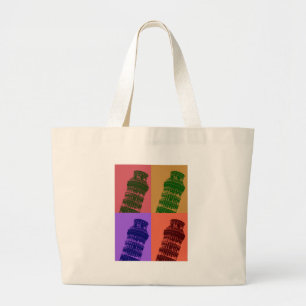 Leaning Tower of Pisa Pop Art Large Tote Bag