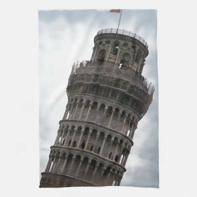 Leaning Tower of Pisa Tea Towel (Vertical)