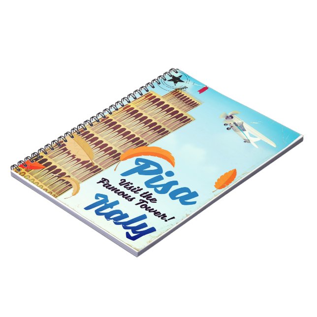 Leaning Tower of Pisa Vintage vacation print. Notebook (Left Side)