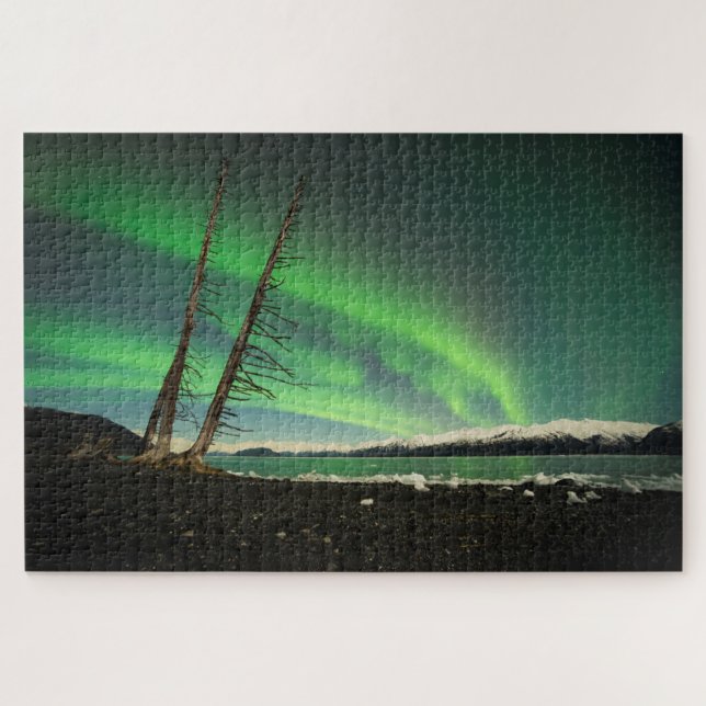 Leaning Tree Aurora Jigsaw Puzzle (Horizontal)