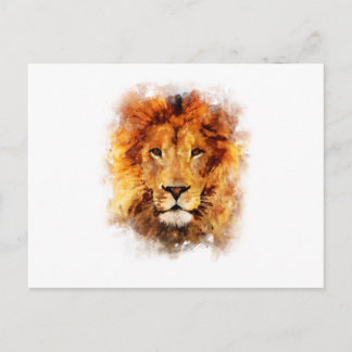 Leão Aquarela Postcard