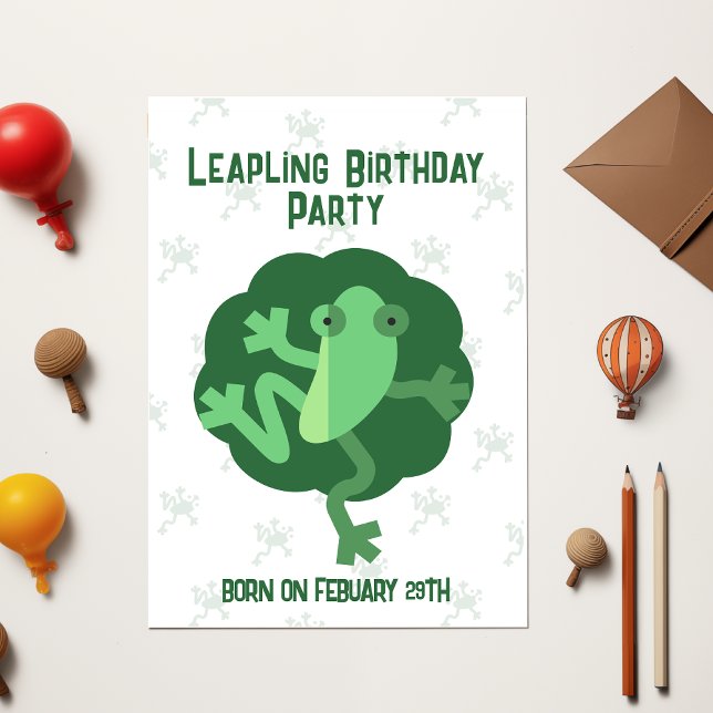 Leap Birthday 29th Febuary Leaper Frog Modern Card (Creator Uploaded)