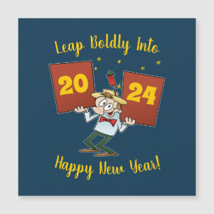 Leap Boldly Into 2024 New Year Celebration Cartoon