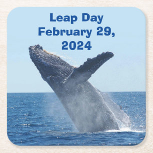 Leap Day February 29, 2024 Square Paper Coaster