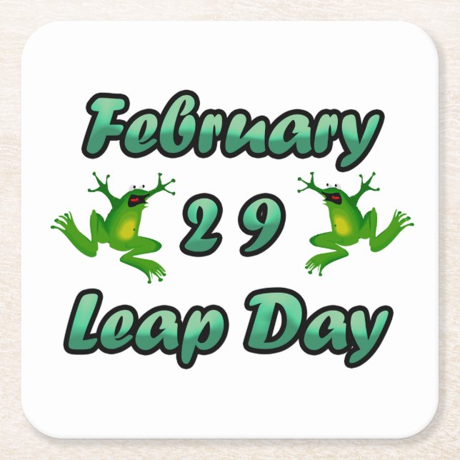 Leap Day February 29 Square Paper Coaster (Front)
