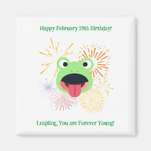 Leap DayFrog Fireworks Birthday Celebration Magnet