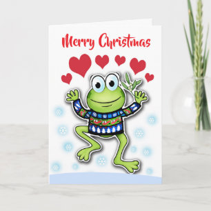 Leap frog hearts custom Christmas card