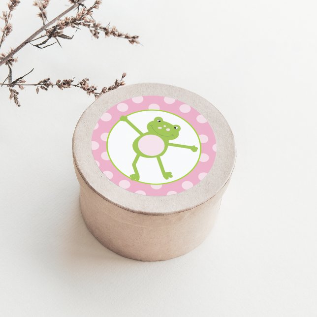 Leap Frog in Pink Favour Stickers (Leap Frog Favor Sticker in Pink)