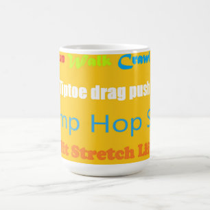 Leap Hop Skip Lean Text design mixed colours       Coffee Mug