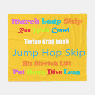Leap Hop Skip Lean Text design mixed colours Fleece Blanket