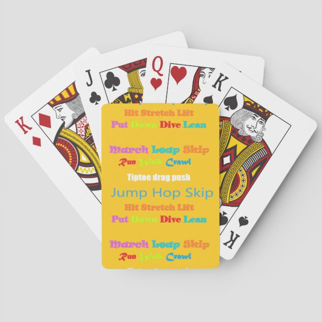 Leap Hop Skip Lean Text design mixed colours       Playing Cards (Back)