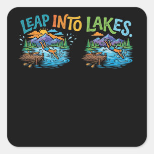 Leap into LakesLeap Square Sticker