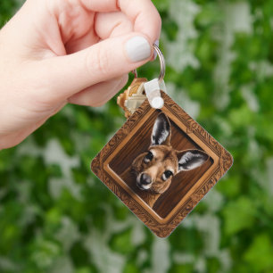Leap of Nature: A Kangaroo Wood Print, Key Ring