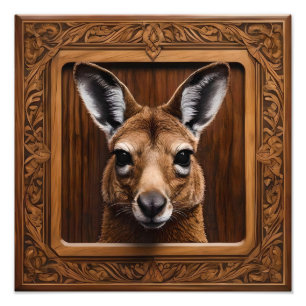 "Leap of Nature: A Kangaroo Wood Print" Photo Print