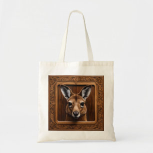 "Leap of Nature: A Kangaroo Wood Print" Tote Bag