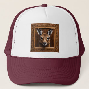 "Leap of Nature: A Kangaroo Wood Print" Trucker Hat