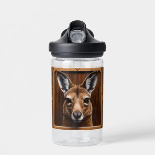 Leap of Nature: A Kangaroo Wood Print, Water Bottle