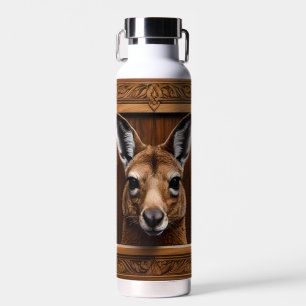 Leap of Nature: A Kangaroo Wood Print, Water Bottle