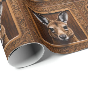 Leap of Nature: A Kangaroo Wood Print, Wrapping Paper
