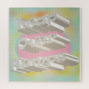 Leap Over Humps art design misty pastels and white Jigsaw Puzzle