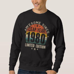 Leap Year 44th Birthday Awesome Since 1980 Vintage Sweatshirt
