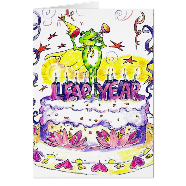 Leap Year Birthday Card Birthday Cake (Front)