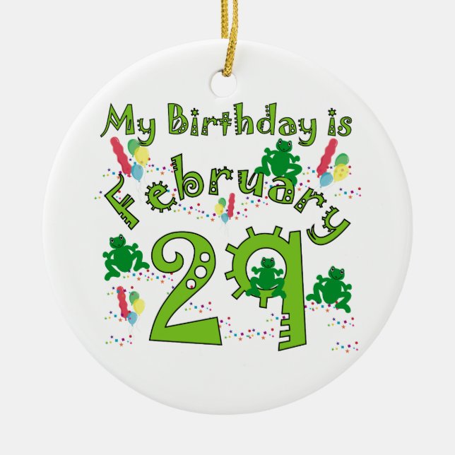 Leap Year Birthday Ceramic Tree Decoration (Front)
