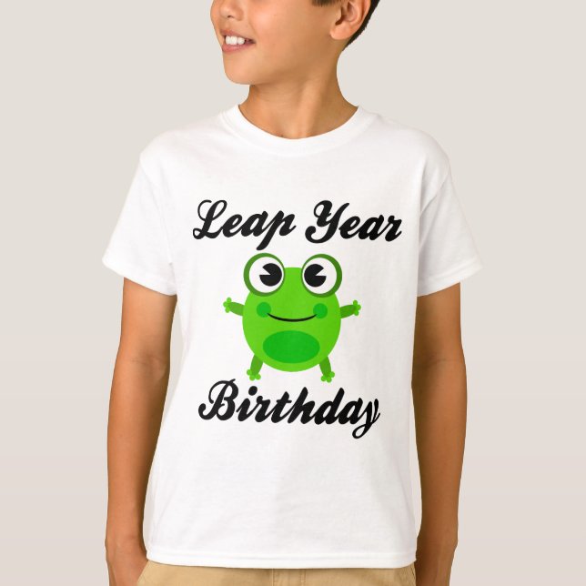Leap Year Birthday, Cute Frog T-Shirt (Front)