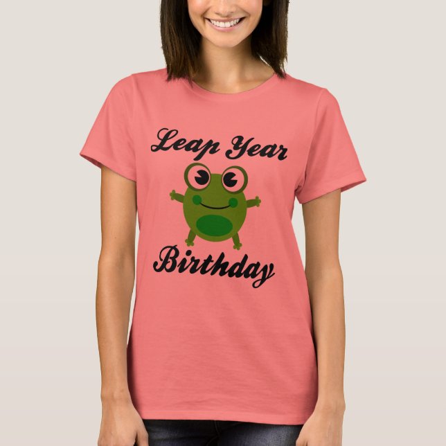 Leap Year Birthday, Cute Frog T-Shirt (Front)