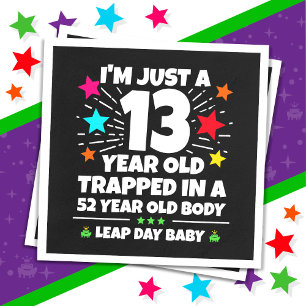 Leap Year Birthday Party 52nd Birthday Leap Day Napkin