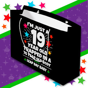 Leap Year Birthday Party 76th Birthday Leap Day Large Gift Bag
