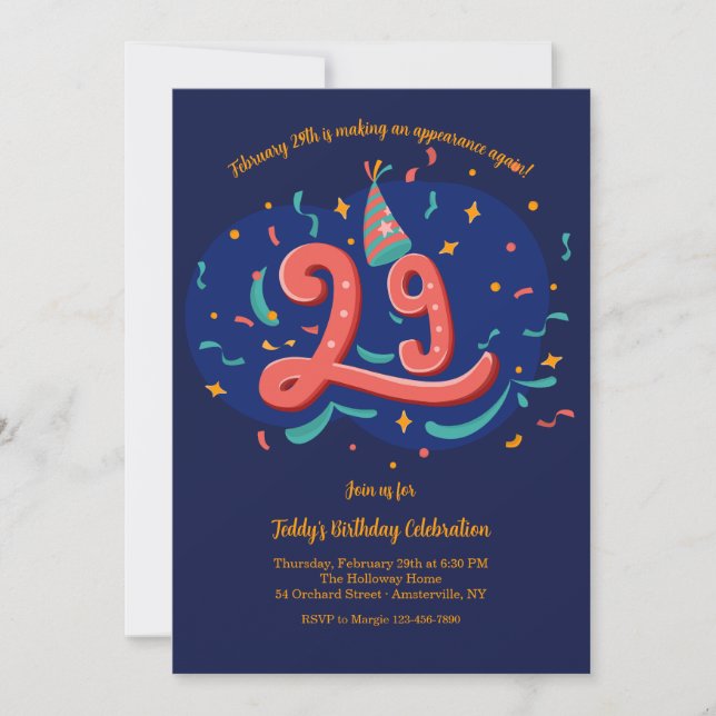 Leap Year Birthday Party Invitation (Front)