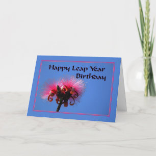 Leap Year Birthday with Hot Pink Flowers Card