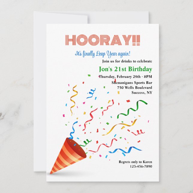 Leap Year Celebration  Invitation (Front)