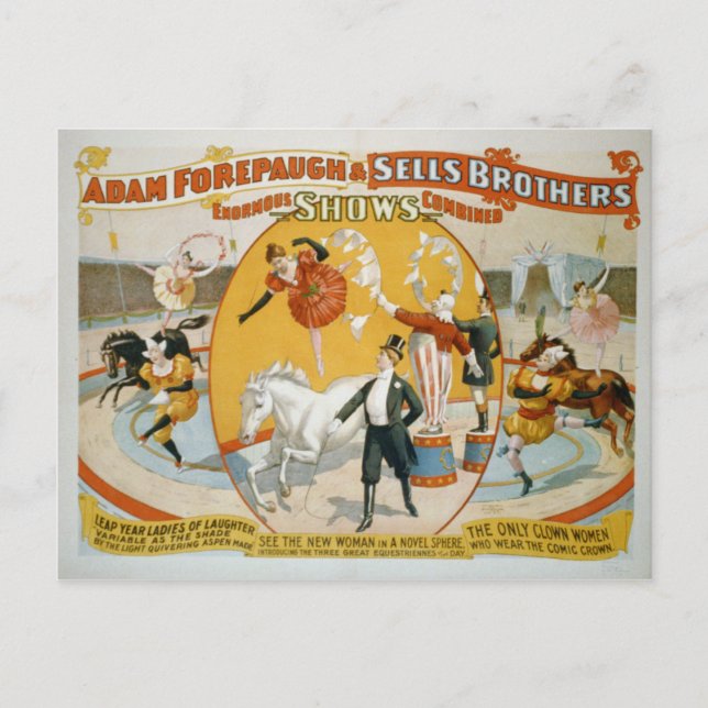 Leap Year Ladies / Clown Women Circus Poster Postcard (Front)