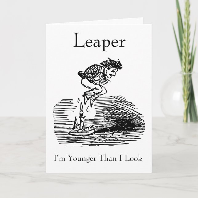 Leap Year Leaper Birthday Card (Front)