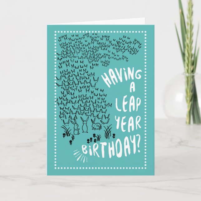 Leap Year Rabbits Birthday Card (Front)