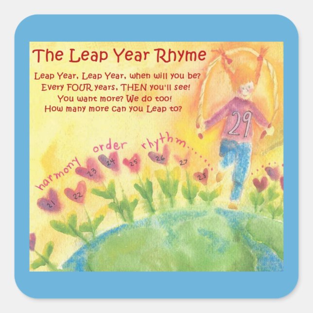 LEAP YEAR RHYME SQUARE STICKER (Front)