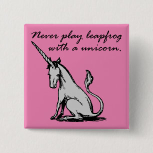 Leapfrog With A Unicorn Funny Button Badge Pin