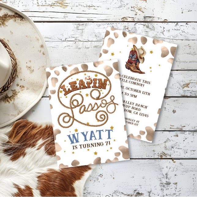 Leapin' Lassos Cowboy Rodeo Western Birthday Party Invitation (Creator Uploaded)