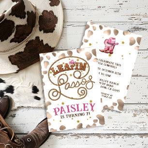 Leapin' Lassos Wild West Pink Cowgirl with Boots Invitation