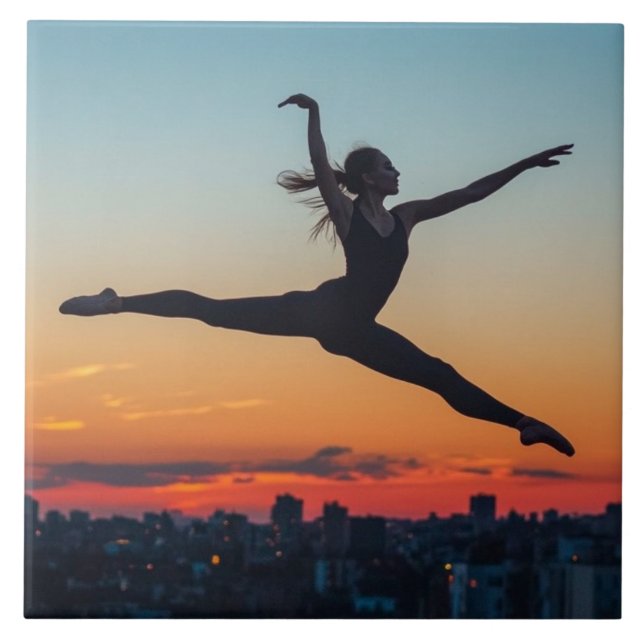 Leaping Ballerina  Ceramic Tile (Front)