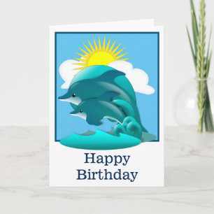 Leaping Blue Dolphins Personalised Card
