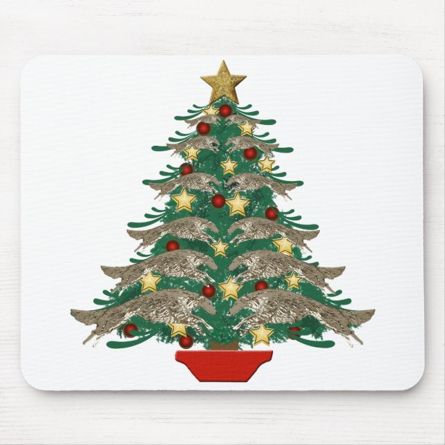 Leaping Borzoi Christmas Tree Mouse Pad (Front)
