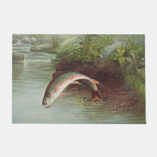 Leaping Brook Trout by Samuel Kilbourne (1874) Doormat