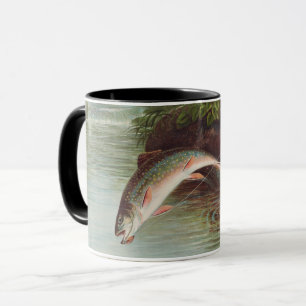 Leaping Brook Trout by Samuel Kilbourne (1874)  Mug