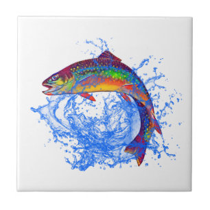 Leaping Brook Trout    Ceramic Tile