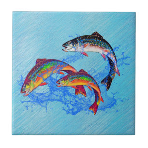 Leaping Brook Trout    Ceramic Tile