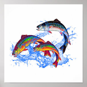 Leaping Brook Trout  Poster