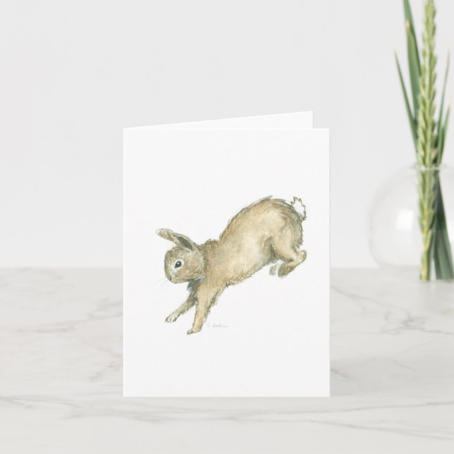 Leaping Bunny Blank Note Card - White (Front)